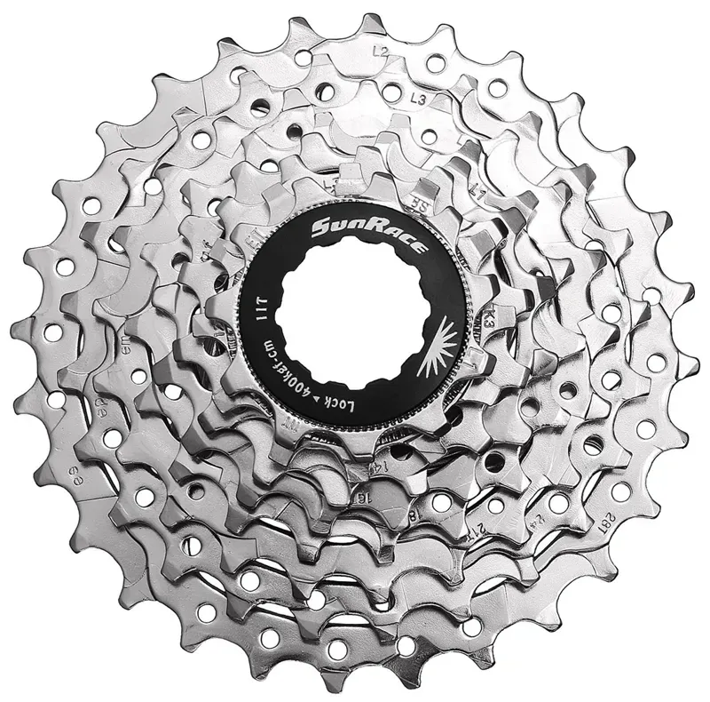 Sunrace and Sturmey Archer 11-28t 8 Speed Road Nickel Cassette in Silver